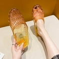 thumbnail image 5 of Jacenvly 2024 New Summer Hollow Out Flat Sandals Women's Casual Shoes Crystal Plastic Jelly Shoes Brown Sandals for Women, 5 of 6