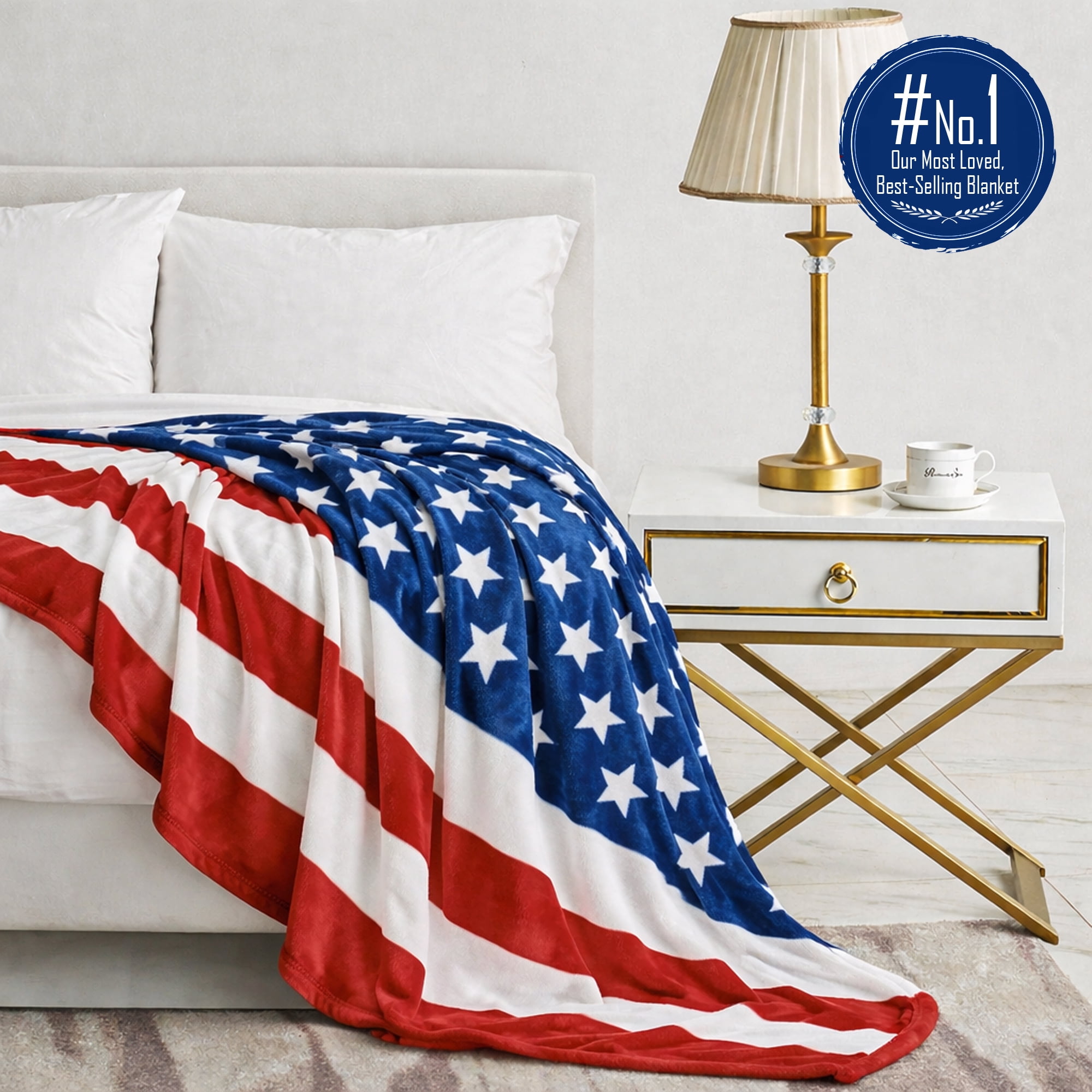 Faith, Hope, Love Home Décor Ultra Plush Oversized Throw Blanket (50" x 70") - American Flag