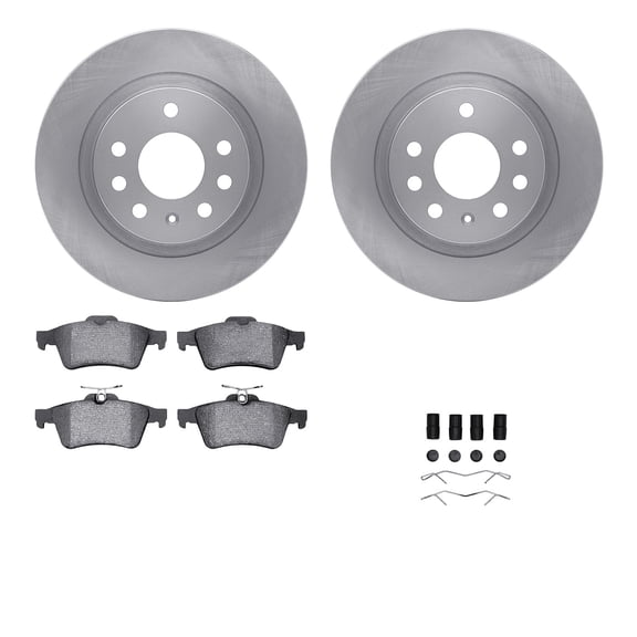 Dynamic Friction Company Rear Brake Rotors with 5000 Advanced Brake Pads includes Hardware 6512-65093