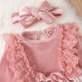 thumbnail image 4 of IBTOM CASTLE Vintage Princess Toddler Baby Girl Long Sleeve Velvet Ruffle Tutu Lace Dress Xmas Wedding Birthday Party Fall Winter Clothes 9-12 Months Pink, 4 of 8