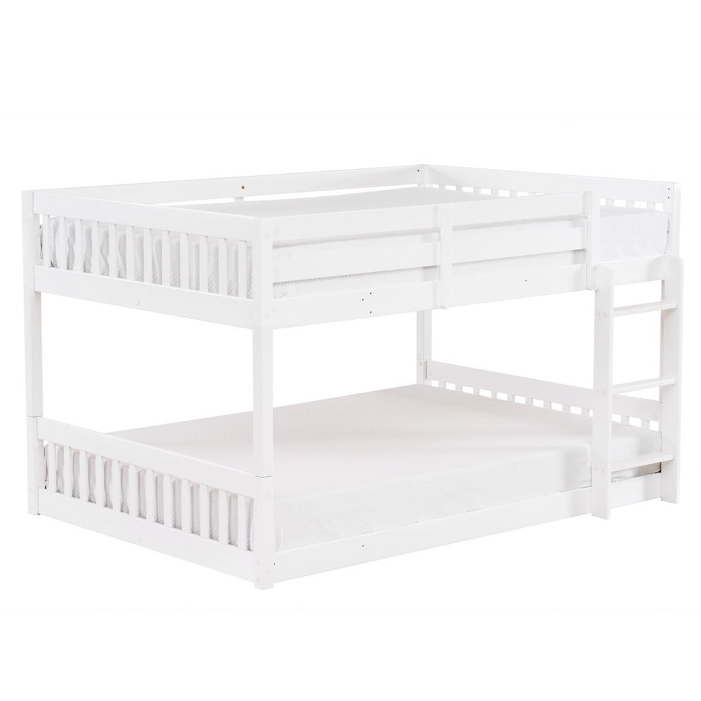 Pine Wood Short Bunk Bed Vertical Bed Head 47.5 "H Twin White