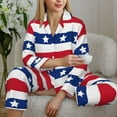 thumbnail image 6 of Vsdgher American Patriotic Stars And Stripes Pajamas Set Long Sleeve Sleepwear Womens Button Down Nightwear Pj Sets-XX-Large, 6 of 7