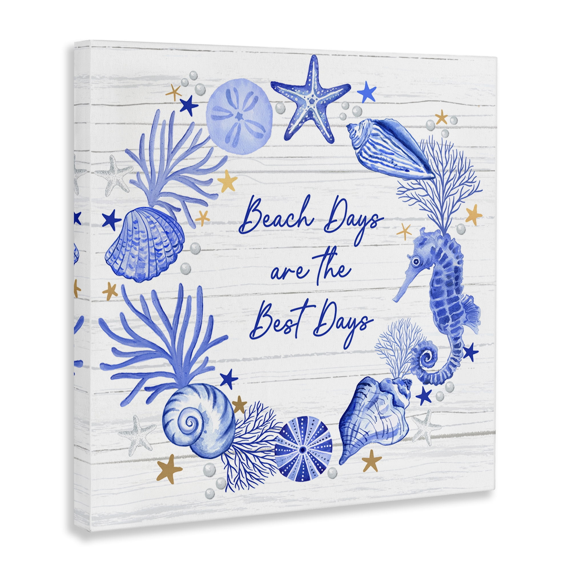 Stupell Industries Beach Days Best Wreath Nautical & Beach Painting Wrapped Canvas Art Print Wall Art, 36 x 36