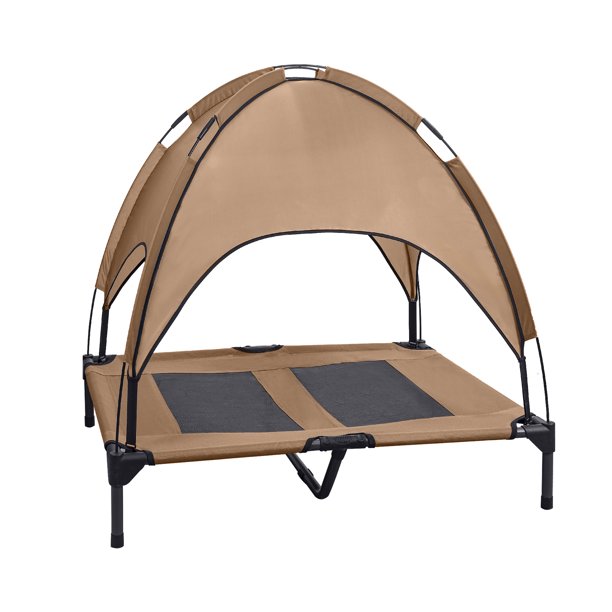 Taglory Elevated Dog Bed with Canopy, Outdoor Raised Mesh Cot, Shade