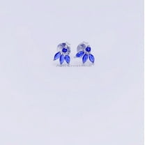 Marquise Cut Blue Sapphire Stud Earrings, 925 Sterling Silver Birthstone Jewelry Gift for Women