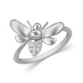 thumbnail image 2 of CARATS FOR YOU Bumble Bee Round Cut Diamond Petite Fashion Ring in 10K White Gold (0.11 Carat, I-J Color, I2-I3 Clarity), Ring Size-7, 2 of 5