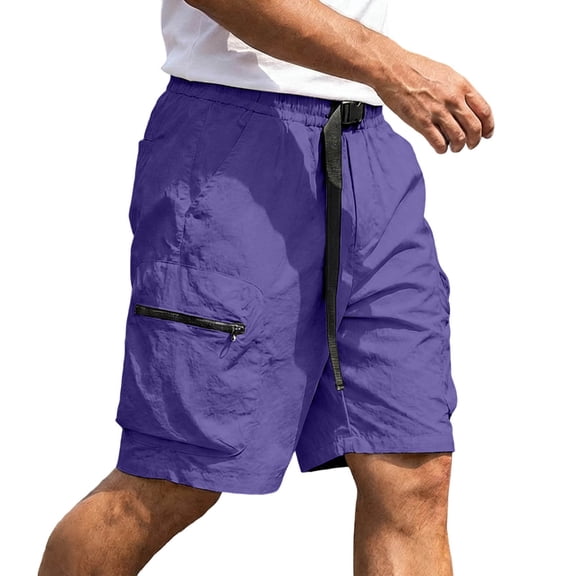 Besolor Mens Cargo Shorts Adjustable Waistband Lightweight Casual Outdoor Hiking Workwear Shorts with Multi Pockets(X-Large,Purple)