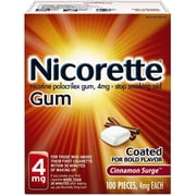 Nicorette 4 mg Nicotine Gum, Cinnamon Surge 100 ea (Pack of 3)