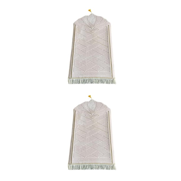 Bewildely Portable Soft Muslim Carpet Area Rugs Eid Present Birthday Wedding Camello 65x110cm 2Conjunto