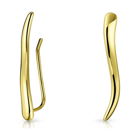 Bling Jewelry Womens Minimalist Ear Cuff Cartilage Earrings 14K Gold Plated Sterling Silver