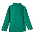 thumbnail image 3 of YOUYEDIAN Girls Lettuce Trim Mock Neck Shirt Kids Casual Cute Slim Long Sleeve Basic Tops Toddler Athletic Soft Cotton Clothes (Green, 11-12 Years), 3 of 4