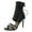 Black, variant on Women's Sexy Stiletto Summer Booties Open Toe Hollow out Sandals Lace up Side Zipper Pumps