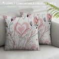 thumbnail image 3 of Love Throw Pillow Cushion Cover, Wedding Themed Floral Illustration with Little Hearts Blooming Abstract Art, Decorative Square Accent Pillow Case,, 3 of 5