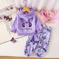 thumbnail image 2 of Zshosam Outfits for Toddler Girls Winter Outfits Toddler Girls Warm Sets Long Sleeves Hoodie Sweatshirt Print Knit Pullover Hooded Top Pants 2pcs Pant Sets Size 18 24 Months,(Purple 18-24 Months), 2 of 7