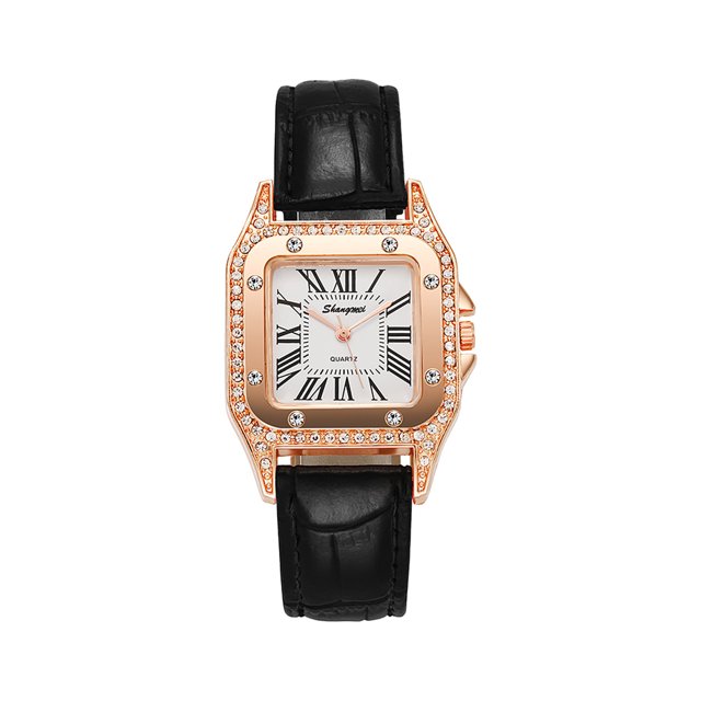 HBFAGFB Womens Watch Fashion SimpleSquare Diamond Belt Ladies Watch Versatile Daily Wear Black