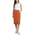 thumbnail image 2 of INSPIRE CHIC Women's Skirt High Waist Elastic Back Corduroy Midi Skirts XS Caramel, 2 of 5