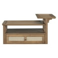 thumbnail image 5 of AENKYO Rustic Coffee Table with Rattan Drawer & Shelf - Modern Living Room End Table, Easy Assembly, Dark Brown, 5 of 8