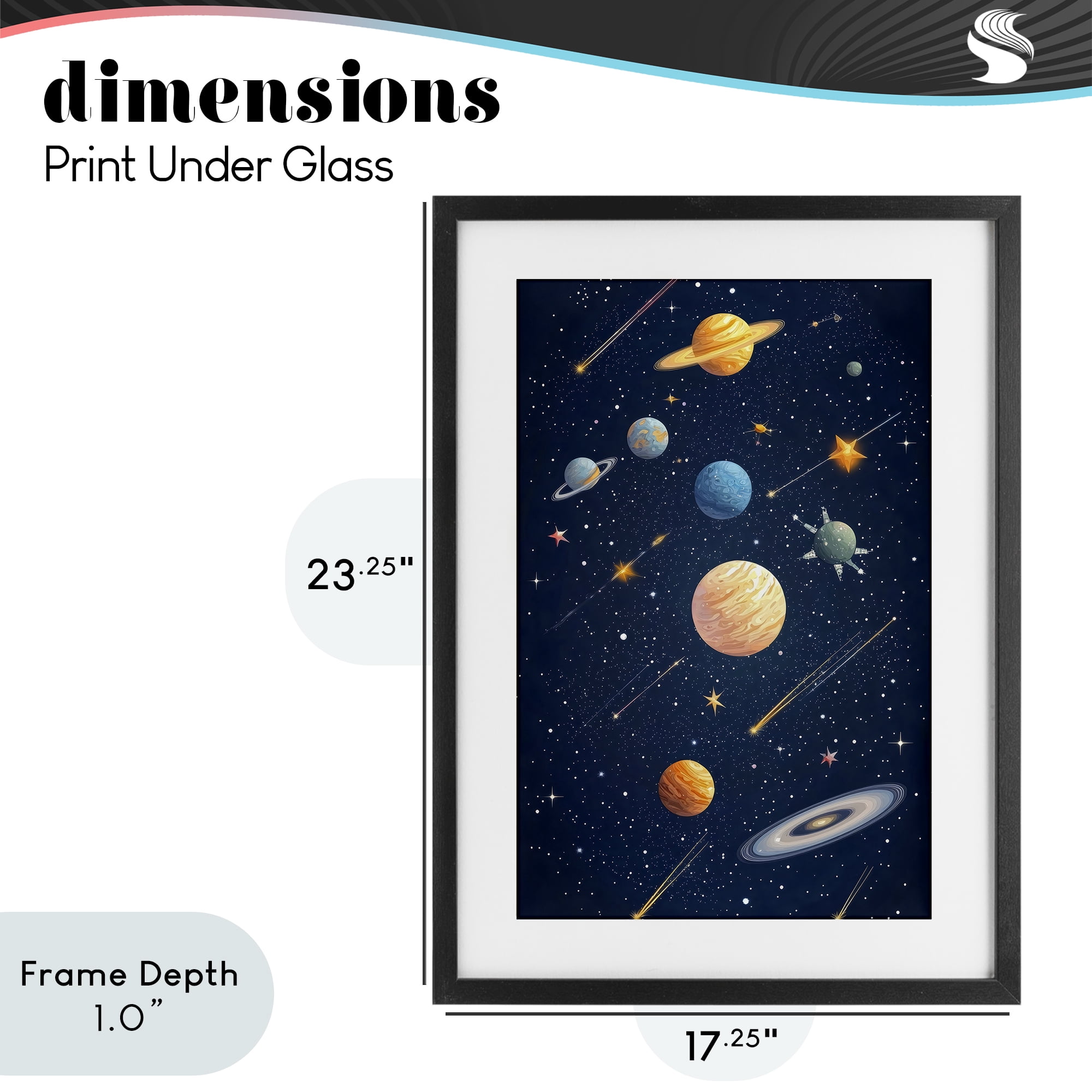 Stupell Industries The Galaxy Composition Black Framed Print Under Glass, design by Creative Studio