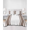 thumbnail image 2 of Quilts Twin Size Bedding Set, Brown Striped Lightweight Quilted Comforter, Farmhouse Simple Line Vertical Stripes Soft Reversible Bedspread Coverlet with Pillow Covers for All Season, 68" x 86", 2 of 7