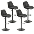 thumbnail image 4 of EOP Upholstered Bar Stools Set of 4, Adjustable Swivel Counter Height Bar Chairs with Backrest, Modern PU Leather Counter Stools for Bar, Kitchen, Dining Room, Black, 4 of 11