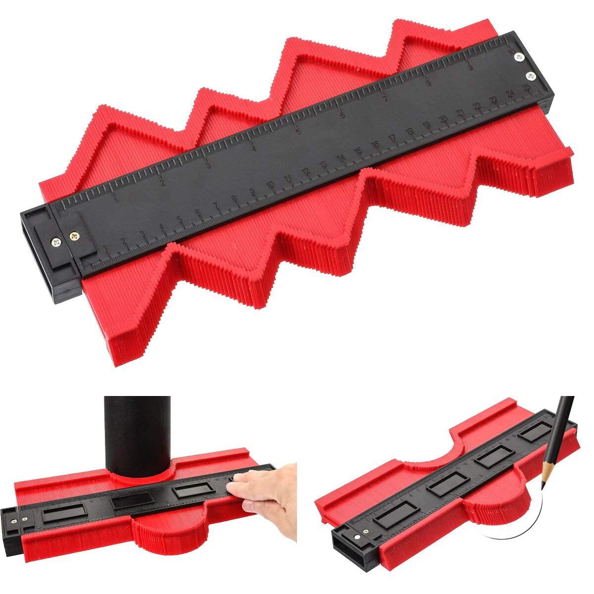 red 5inch 1 Pieces Contour Gauge 5 Duplication Gauge Profile Copy Tool Shape Measuring for Corners and Contoured