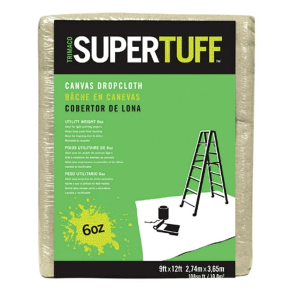 Trimaco 56701 Canvas Drop Cloth, 9' x 12', Beige, Each