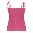 thumbnail image 5 of Women's Tie Shoulder Frill Shirred Ruffle Hem Sleeveless Strappy Cami Blouse Peplum Top, 5 of 6