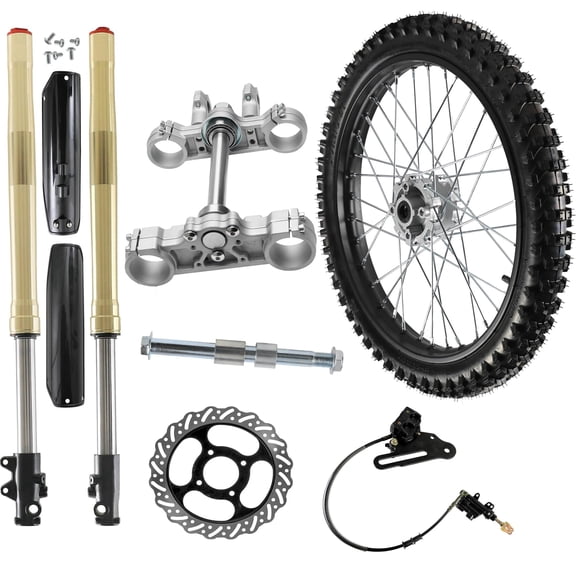 19" Front Wheel 70/100-19 Tire and Rim 15mm Axle   31" Front Forks Suspension 45mm/48mm Triple Clamp Disc Brake Kit for Pit Dirt Bikes Apollo SSR Taotao 110cc 125cc 150cc 160cc 200cc Offroad