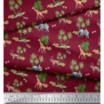thumbnail image 2 of Soimoi Red polyester Crepe Fabric Animals & Palm Tree Decor Fabric Printed Yard 42 Inch Wide, 2 of 3