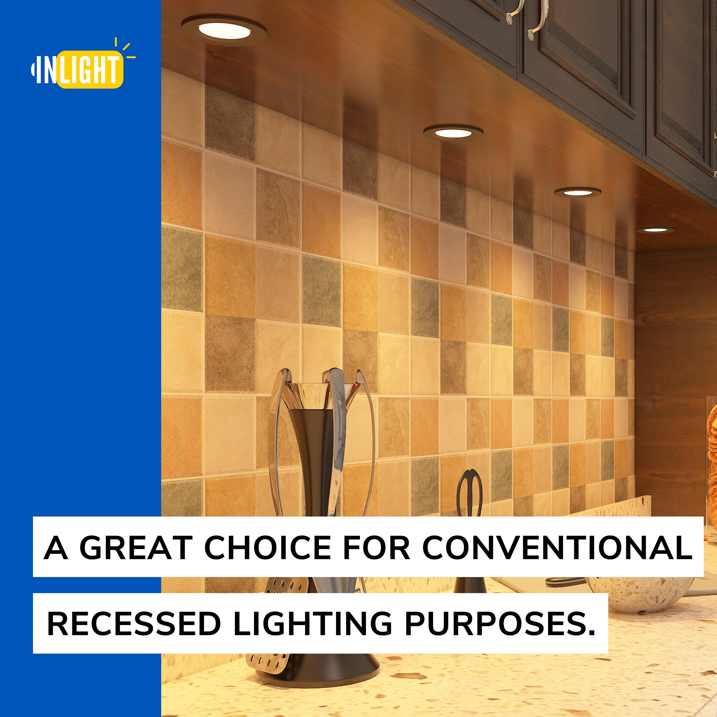 Inlight 2.75" Under Cabinet LED Puck Lights Kit, 3000K Warm White, Recessed, Surface Mount, ETL Listed, 3-Pack, IN-0102-3-WH