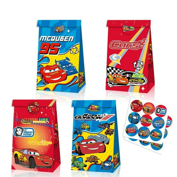 Cars Party Bags for Cars Party Supplies, 12 Pcs 18PCS Sticker Cars Party Favour Bags for Boys/Girls Kids Cars Theme Birthday Party Decorations Suppilies