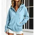 thumbnail image 2 of Asgosdo Hoodies for Women Long Sleeve Button Collar Drawstring Hooded Tops Loose Fit Sweatshirts Comfy Casual Winter Pullover, 2 of 6