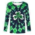 thumbnail image 4 of Craaazy Women's Casual Shamrock Prints Green Theme St Patricks Day Loose Comfy Crew Neck Long Sleeve Shirts Gifts, 4 of 8