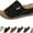 Black, variant on Comfortable Arch Support Slides Women's Solid Color Sandals Breathable Summer Orthotic Leather Platform Wedge Sandals Slip on Women All Day Walking Casual Sandal