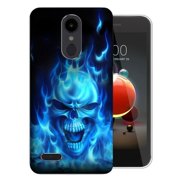 MUNDAZE LG Aristo 3 / 2 / Tribute Dynasty / Zone 4 Flaming Skull Design TPU Gel Phone Case Cover