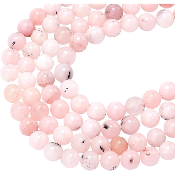 188 Pcs 8mm Natural Stone Beads Natural Cherry Blossom Jasper Round Beads Genuine Gemstone Loose Beads for Bracelet Necklace Jewelry Making (Hole: 1mm)