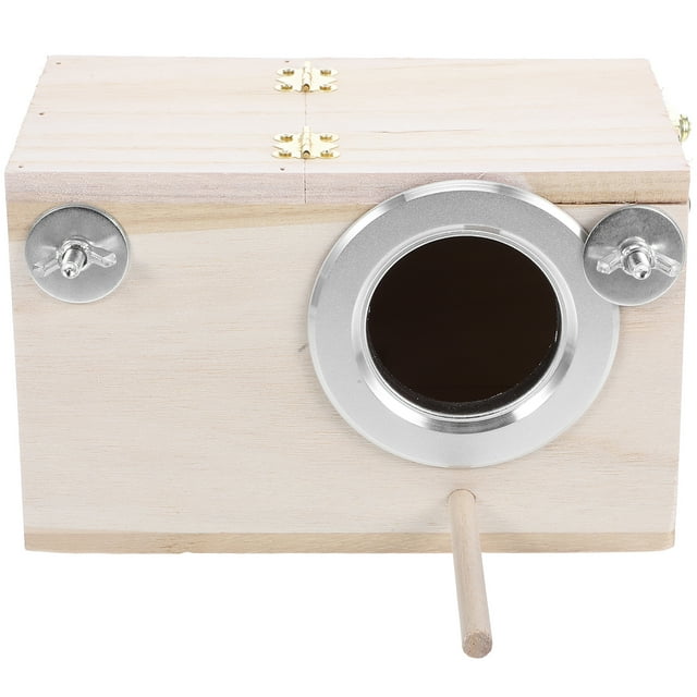 Caja nido para pájaros con percha, jaula de madera para pájaros, casa nido para cacatúas, agapornis, periquitos, pinzones y loros