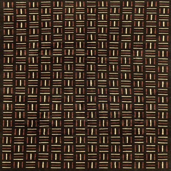 Ahgly Company Machine Washable Indoor Square Abstract Red Brown Area Rugs, 3' Square