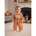 thumbnail image 4 of Jxzom Newborn Baby Girl Halloween Outfits Puff Sleeve Cotton Linen Ruffle Pumpkin Print One Piece Jumpsuit Fall Clothes, 4 of 10