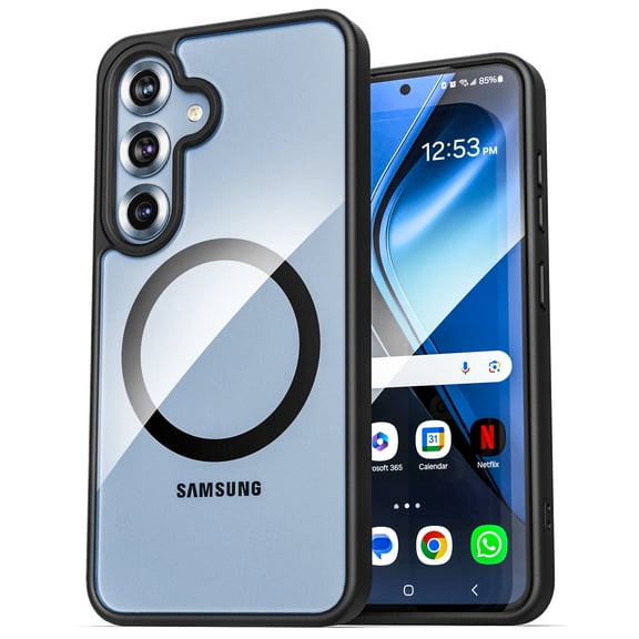 Encased SlimShield for Samsung Galaxy S25 Case (Compatible with MagSafe Qi2) Slim Protective Magnetic Case (Clear Black)