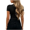 thumbnail image 6 of CYiJun Womens Crop Tops Summer Slim Fitted Basic Tee Stretchy Soft Crewneck Short Sleeve T Shirt, 6 of 9