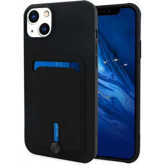 case for iPhone 14 Plus Case with Card Holder [Soft Microfiber Lining] Silicone Slim Thin Phone Cases Shockproof Protective iPhone 14 Plus Wallet Case Black