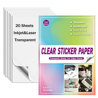 Printable Vinyl Sticker Paper for Inkjet Printer - Frosty Clear Sticker  Paper Waterproof - 20 Sticker Sheets for Printer - Tear and Scratch  Resistant, Quick Dry, Letter Size 8.5 х 11 