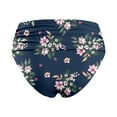 thumbnail image 4 of MNCEKFOD Womens Swim Bottoms Floral High Waist Ruched Belly Control Bikini Swim Shorts Comfortable And Stylish Bathing Suit Bottom Navy L, 4 of 5