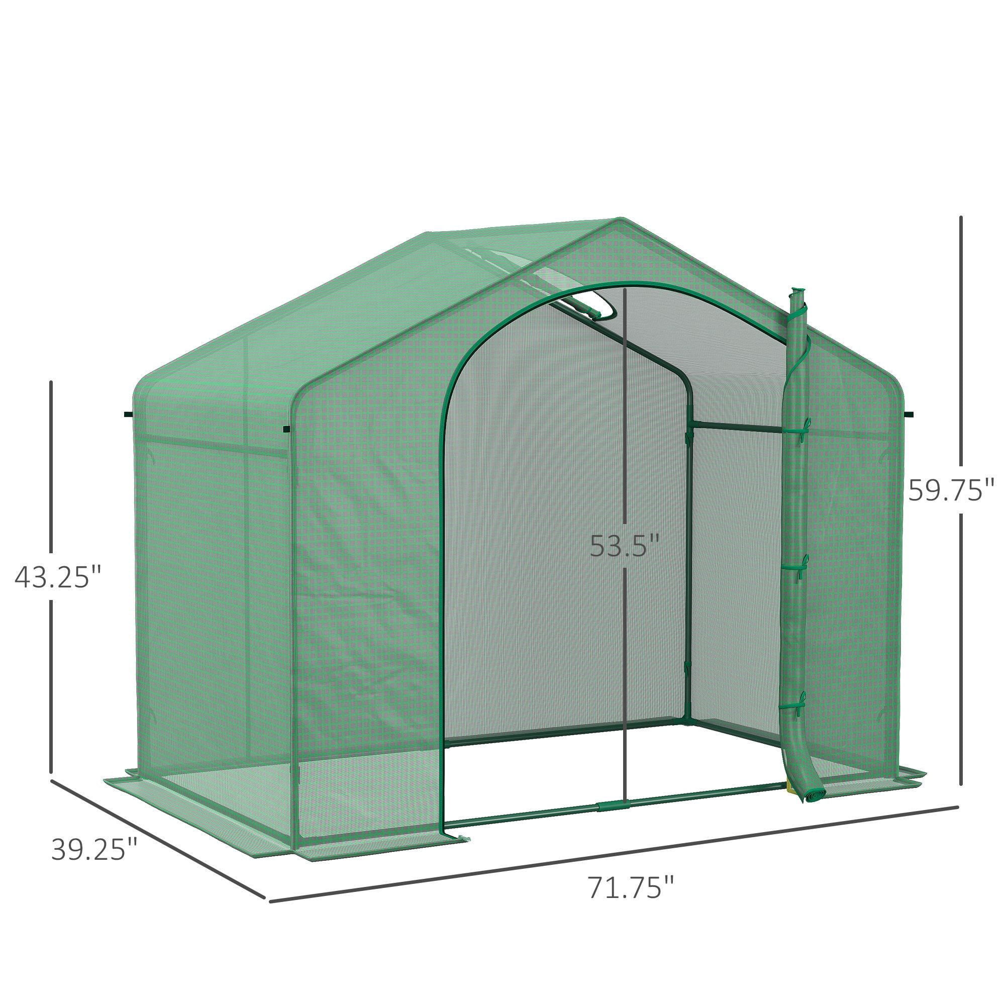 Outsunny 6' x 3' x 5' Walk-In Greenhouse, Powder Coated Steel Frame Garden Hot House with PE Cover, Zipper Door and Top Vent for Growing Vegetables, Flowers in Backyard and Patio