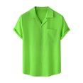 thumbnail image 2 of EQWLJWE Beach Shirts for Mens Vintage Bowling Short Sleeve Shirts Solid Color Button Down Casual Shirt Fun Mardi Gras Tops Patricks Day Gift 2024, 2 of 5