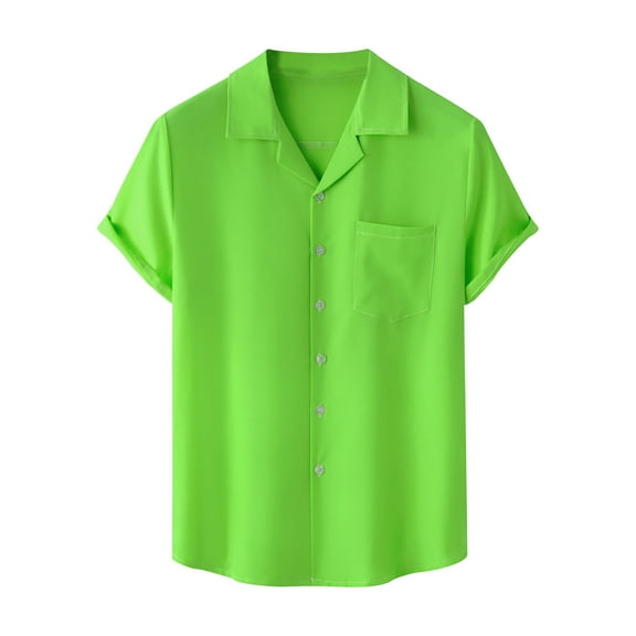 HAiming Mens Short Sleeve Button down Shirts Plus Size Casual Lapel Collar 2025 Summer Beach Vacation Tops Blouse