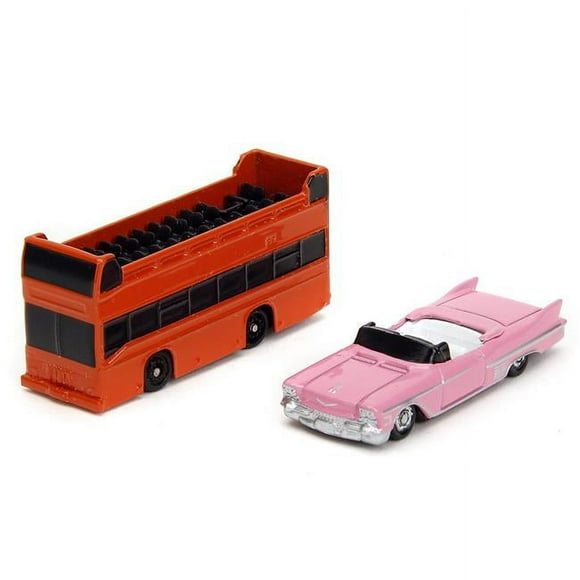 Jada 34807 Hollywood 100 Walk of Fame Diorama with Convertible & Nano Scene Series Model Double-Decker Bus, Pink