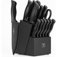 thumbnail image 1 of ZJQYDS Knife Set, Dishwasher Safe Kitchen Knife Set with Block, 15 Pcs Black Kitchen Knife Sets with Block Self Sharpening, 6 Steak Knives, Black, 1 of 7