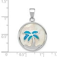 thumbnail image 2 of 925 Sterling Silver Rhodium Plated Simulated Mother of Pearl and Simulated Opal Inlay Palm Tree Pendant Necklace Measure, 2 of 5